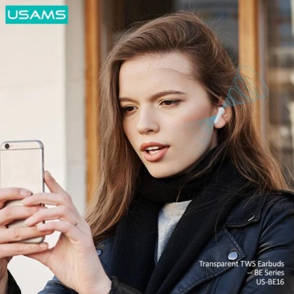 USAMS US-BE16 BE SERIES TRANSPARENT TWS EARBUDS - BT5.3 / PT 6H / CT 3H / 300MAH / 1YW