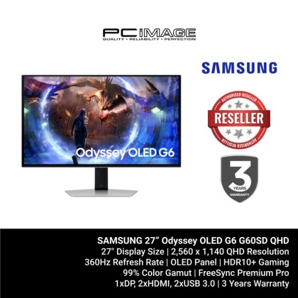 [ PRE-ORDER ] Samsung 27" Odyssey OLED G6 G60SD QHD 360Hz Gaming Monitor