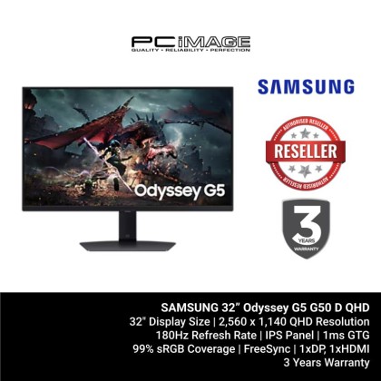[ PRE-ORDER ] Samsung 27" / 32" Odyssey G5 G50D QHD 180Hz IPS Gaming Monitor