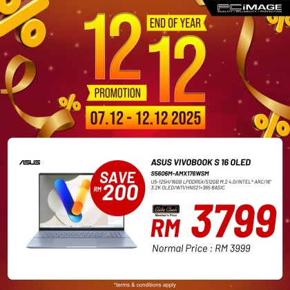 ASUS VIVOBOOK S 16 OLED (S5606M-AMX176WSM/AMX178WSM) U5-125H/ 16GB LPDDR5X/ 512GB SSD/ Intel Arc/ 16" 3.2K OLED/ WIN11/ OFFICEHNS+365 BASIC/ 2 YEARS WARRANTY