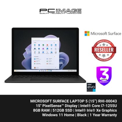 [ DEMO UNIT ] MICROSOFT SURFACE LAPTOP 5 I7-1255U EVO/8GB LPDDR5X/512GB SSD/INTEL IRIS XE/W11H/15"/BLACK RHI-00043