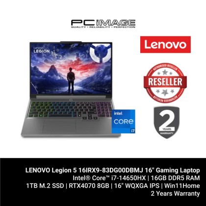 LENOVO Legion5 16IRX9-83DG00DBMJ 16" Gaming Laptop Luna Grey (i7-14650HX, 16GB 5600Mhz, 1TB SSD, RTX 4070 8GB,  Win11H)