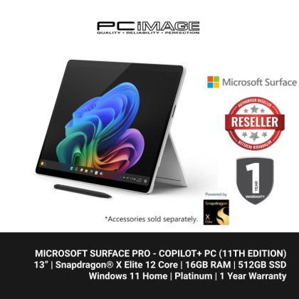 Microsoft Surface Pro - Copilot+ PC - 13" OLED touchscreen - Snapdragon® X Elite 12 Core - 16GB Memory - 512GB SSD - Device Only - (11th Edition) - Platinum
