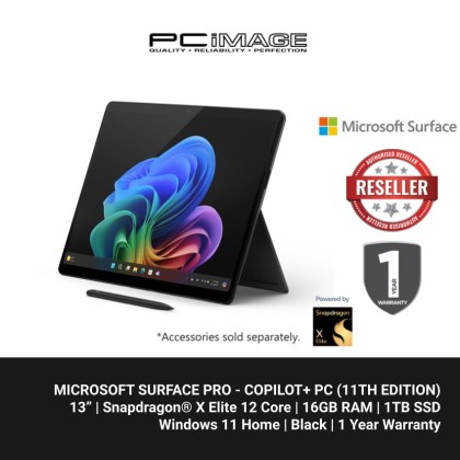 Microsoft Surface Pro - Copilot+ PC - 13" OLED touchscreen - Snapdragon® X Elite 12 Core - 16GB Memory - 1TB SSD - Device Only - (11th Edition) - Black
