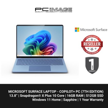 Microsoft Surface Laptop - Copilot+ PC - 13.8" touchscreen - Snapdragon® X Plus 10 Core - 16GB Memory - 512GB SSD - (7th Edition) - Sapphire + FREE BUNDLE