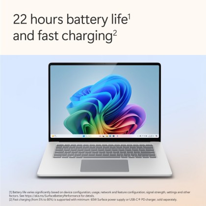 Microsoft Surface Laptop - Copilot+ PC - 15" touchscreen - Snapdragon® X Elite 12 Core - 16GB Memory - 256GB SSD - (7th Edition) - Platinum + FREE BUNDLE