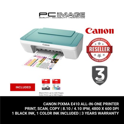 CANON Pixma E410 GREEN WHITE (NEW) All in One Printer (Print, Scan, Copy) CANON Pixma E410 GREEN WHITE (NEW) All in One Printer (Print, Scan, Copy)