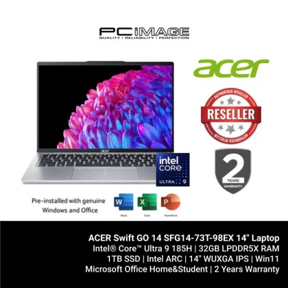 ACER Swift GO 14 SFG14-73T-98EX 14" Laptop Frust Blue (U9-185H/ 32GB LPDDR5X/ 1TB SSD/ Intel Arc/ Win11/ OfficeHNS)