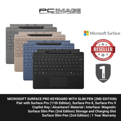 Microsoft Surface Pro Keyboard with Slim Pen - pair with Surface Pro (11th Edition), Surface Pro 8, or Surface Pro 9 - (2nd Edition)