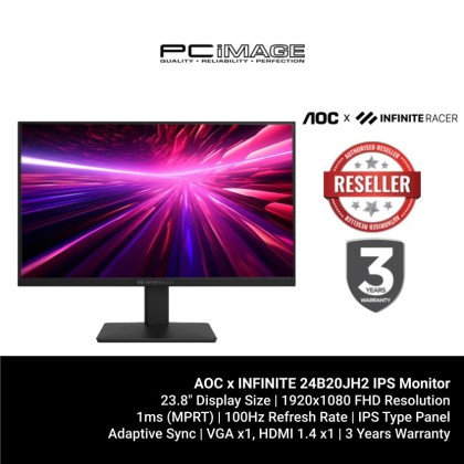 AOC x INFINITERACER 24B20JH2 Monitor (23.8" /1920x1080 /1MS /100Hz /HDMI /VGA /IPS)