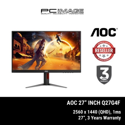 AOC Q27G4F 27" QHD 180Hz Gaming Monitor ( DP, HDMI, 3 Yrs Warranty ) AOC Q27G4F 27" QHD 180Hz Gaming Monitor ( DP, HDMI, 3 Yrs Warranty )