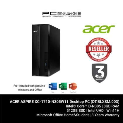 ACER ASPIRE XC-1710-N305W11 Desktop PC (i3-N305, 8GB DDR4, 512GB SSD, Intel UHD, Win11H, OfficeHNS21)(DT.BLXSM.003)
