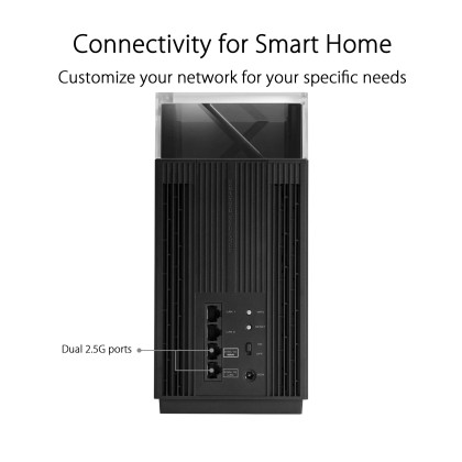 ASUS ZENWIFI PRO ET12 AXE11000 HIGH PERFORMANCE TRI-BAND NETWORK MESH WIFI 6E SYSTEM-BLACK