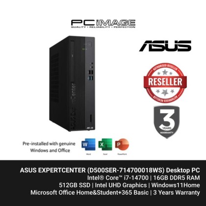 ASUS EXPERTCENTER (D500SER-714700018WS) i7-14700, 16GB DDR5, 512GB SSD, Intel, Win11 OFFICEHNS24+365 BASIC, 3 YEARS WARRANTY ASUS EXPERTCENTER (D500SER-714700018WS) i7-14700, 16GB DDR5, 512GB SSD, Intel, Win11 OFFICEHNS24+365 BASIC, 3 YEARS WARRANTY