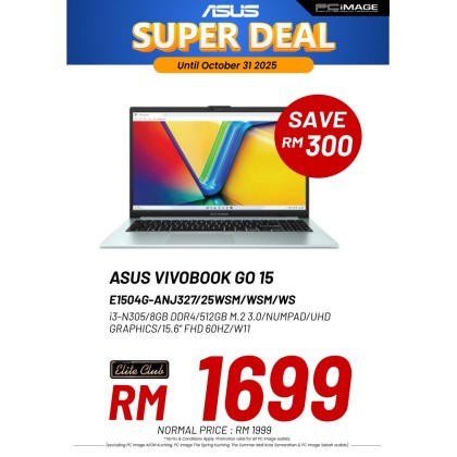 ASUS VIVOBOOK GO 15 (E1504G-ANJ325WMS/ANJ327WMS) I3-N305/ 8GB DDR4/ 512GB SSD/ Intel UHD/ 15.6" FHD 60Hz/ Win11/ OfficeHNS/ 2 YEARS WARRANTY ASUS VIVOBOOK GO 15 (E1504G-ANJ325WMS/ANJ327WMS) I3-N305/ 8GB DDR4/ 512GB SSD/ Intel UHD/ 15.6" FHD 60Hz/ Win11/ OfficeHNS/ 2 YEARS WARRANTY