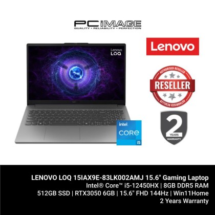 LENOVO LOQ 15IAX9E-83LK002AMJ 15.6" Gaming Laptop Luna Grey (i5-12450HX, 8GB 4800Mhz, 512GB SSD, RTX3050 6GB, 15.6" FHD IPS, Win11H, 2YW)