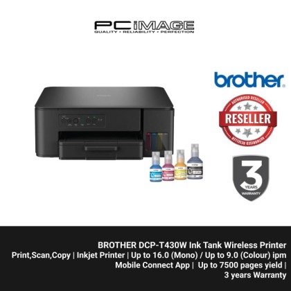 BROTHER DCP-T430W Ink Tank Printer (Print, Scan, Copy, Wireless, Airprint) + FREE RM50 TNG