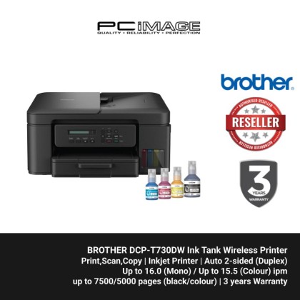 BROTHER DCP-T730DW Ink Tank Wireless Printer (Print, Scan, Copy, Duplex, Airprint) + FREE RM50 TNG