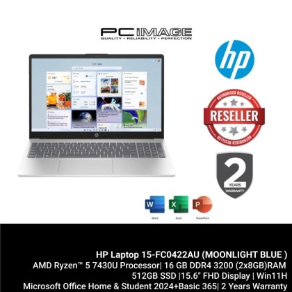 HP 15-FC0423AU/15-FC0424AU LAPTOP (R5-7430U/8GB*2 DDR4 3200/512GB SSD/RADEON/15.6" FHD/W11H/MS24+365 BASIC/2YW) HP 15-FC0423AU/15-FC0424AU LAPTOP (R5-7430U/8GB*2 DDR4 3200/512GB SSD/RADEON/15.6" FHD/W11H/MS24+365 BASIC/2YW)