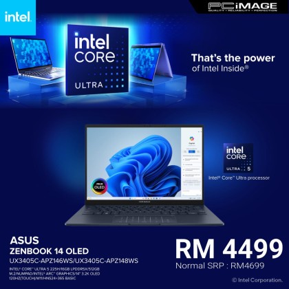 ASUS ZENBOOK 14 OLED (UX3405C-APZ146WS/48WS) U5-225H, 16GB LPDDR5X, 512GB SSD, Intel ARC, 14" 3.2K OLED 120HZ, Win11H, OfficeHNS24+365 Basic, 2 Years Warranty ASUS ZENBOOK 14 OLED (UX3405C-APZ146WS/48WS) U5-225H, 16GB LPDDR5X, 512GB SSD, Intel ARC, 14" 3.2K OLED 120HZ, Win11H, OfficeHNS24+365 Basic, 2 Years Warranty