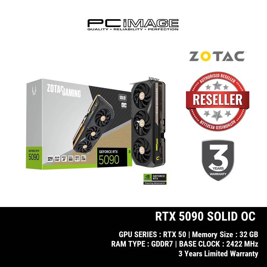 ZOTAC GAMING GEFORCE RTX5090 SOLID OC EDITION 32GB GDDR7 - WHITE