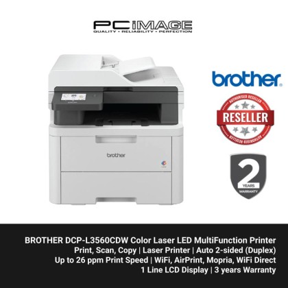 BROTHER DCP-L3560CDW Color Laser LED MultiFunction Printer (Print/Scan/Copy/Duplex Printing/Wireless) + FREE RM50 TNG
