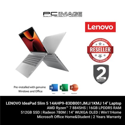 LENOVO IdeaPad Slim 5 14AHP9-83DB001JMJ/1KMJ 14" Laptop (R7-8845HS, 16GB 6400Mhz, 512GB SSD, AMD Ryzen AI, Win11H, OfficeHNS21, 2YW)