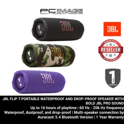JBL FLIP 7 PORTABLE WATERPROOF AND DROP-PROOF SPEAKER WITH BOLD JBL PRO SOUND | 1YW