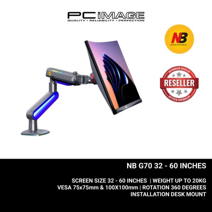 NB NORTH BAYOU G70 LED RGB MONITOR ARM GAS-STRUT FLEXI MOUNT 360 DEGREE ROTATABLE FOR 32" - 60", UP TO 20KG
