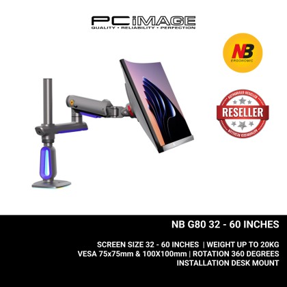 NB NORTH BAYOU G80 LED RGB MONITOR ARM GAS-STRUT FLEXI MOUNT 360 DEGREE ROTATABLE FOR 32" - 60", UP TO 20KG