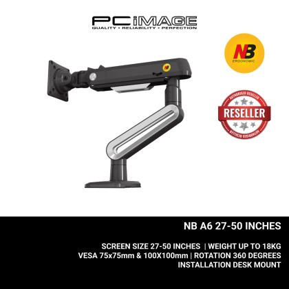 NB NORTH BAYOU A6 MONITOR ARM GAS-STRUT FLEXI MOUNT 360 DEGREE ROTATABLE FOR 32" - 60", UP TO 20KG