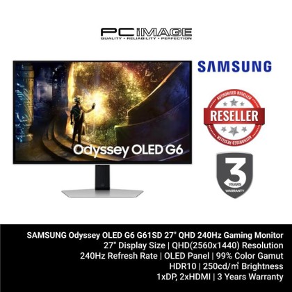 SAMSUNG Odyssey OLED G6 G61SD 27" QHD 240Hz Gaming Monitor SAMSUNG Odyssey OLED G6 G61SD 27" QHD 240Hz Gaming Monitor