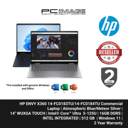 HP ENVY X360 14-FC0183TU/14-FC0184TU ULTRA 5-125U/16GB DDR5/512GB/INTEL INTEGRATED/14" WUXGA TOUCH/W11H/MS24+BASIC 365/ATHMOSPHERIC BLUE/ METEOR SILVER/2YW