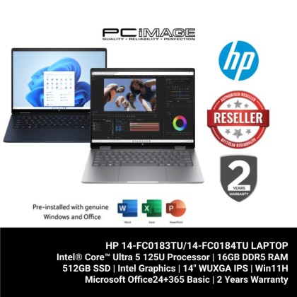 HP ENVY X360 14-FC0183TU/14-FC0184TU ULTRA 5-125U/16GB DDR5-6400(OB)/512GB/INTEL INTEGRATED/14" WUXGA TOUCH/W11H/MS24+BASIC 365/2YW/ATHMOSPHERIC BLUE/ METEOR SILVER(BACKPACK+PEN) 