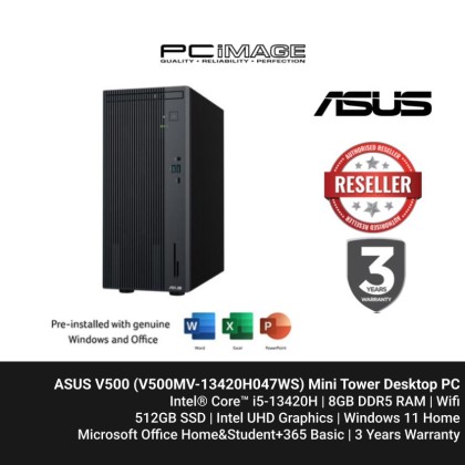 ASUS V500 (V500MV-13420H047WS) Mini Tower i5-13420H/8GB DDR5/512GB 4.0/W11/HSN24+365 BASIC/3YW