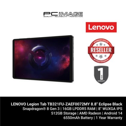 LENOVO Legion Tab TB321FU-ZAEF0072MY 8.8" Eclipse Black (SD8 G3, 16GB LPDDR5X, 512GB SSD, Adreno, 8.8" 2.5K Touch, 1YW, Android 14)