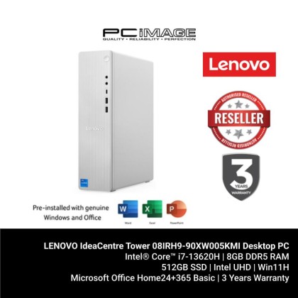 LENOVO IdeaCentre Tower 08IRH9-90XW005KMI Desktop PC Cloud Grey (i7-13620H, 8GB DDR5, 512GB SSD, Intek UHD, Win11H, OfficeHNS24+M365B, 3YW)