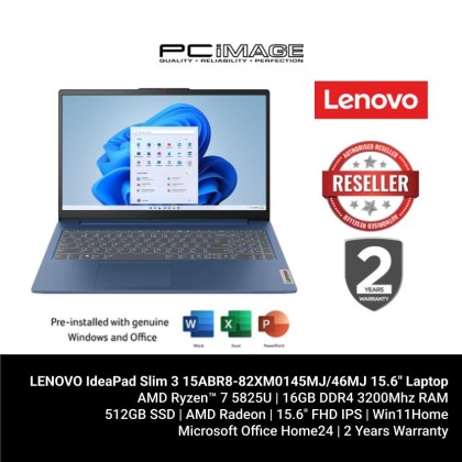 LENOVO IdeaPad Slim 3 15ABR8-82XM0145MJ/82XM0146MJ 15.6" Laptop (R7-5825U, 16GB DDR4, 512GB SSD, Radeon, 15.6" FHD, Win11H, OfficeHome24, 2YW)