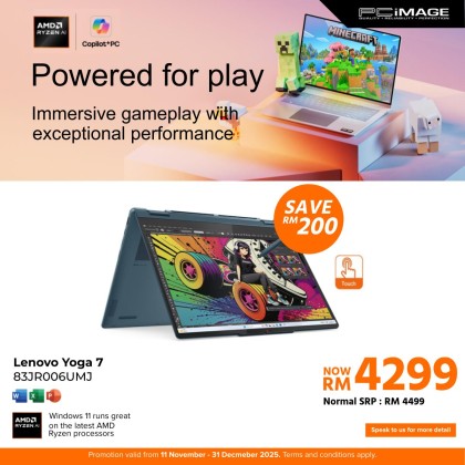 LENOVO Yoga 7 2-IN-1 14AKP10-83JR006UMJ 14" Laptop Tidal Teal (R7-350, 24GB DDR5, 512GB SSD, Radeon, 14" WUXGA OLED, Win11H, OfficeHome24, 2YW)