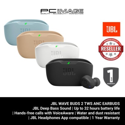 JBL WAVE BUDS 2 TWS ANC EARBUDS – BLACK/BLUE/PINK/WHITE | PURE BASS SOUND | 10+30H PLAYTIME | ANC | IP54 | BT5.3 | MULTIPOINT CONNECTION | 1YW