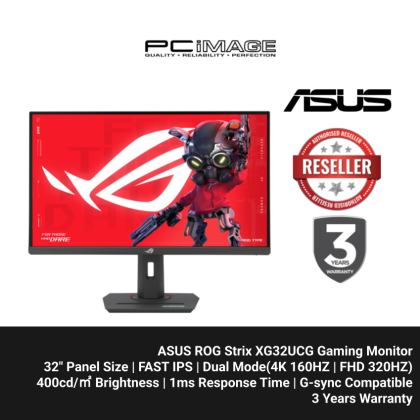 ASUS ROG Strix XG32UCG Gaming Monitor 32" dual mode | 1ms | Fast IPS | USB Type C | 3YW  