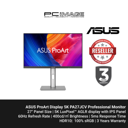 ASUS ProArt Display 5K PA27JCV Professional Monitor - 27”/5120x2880/5K/5MS/60HZ/HDMI/USB-C/DP/96W/IPS/3YW