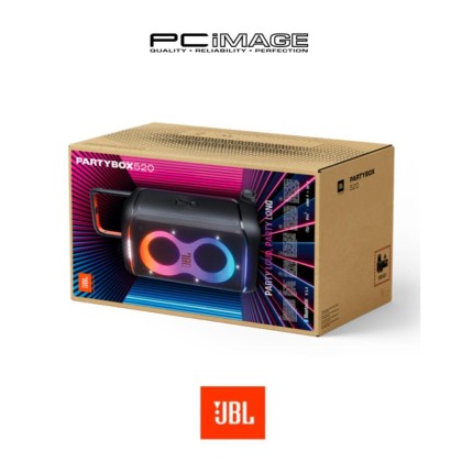 JBL PARTYBOX 520 – BLACK | 400W AI SOUND BOOST | 15H PLAYTIME | REPLACEABLE BATTERY | IPX4 SPLASHPROOF | BT5.4 & AURACAST | MIC & GUITAR INPUTS | 1YW