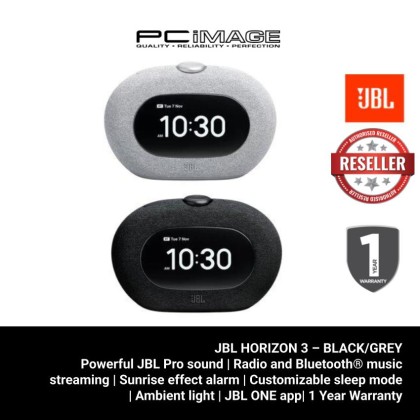 JBL HORIZON 3 – BLACK/GREY | SUNRISE ALARM | DAB/FM RADIO | BLUETOOTH 5.3 | USB-C CHARGING | JBL PRO SOUND | AMBIENT LIGHT | 1YW