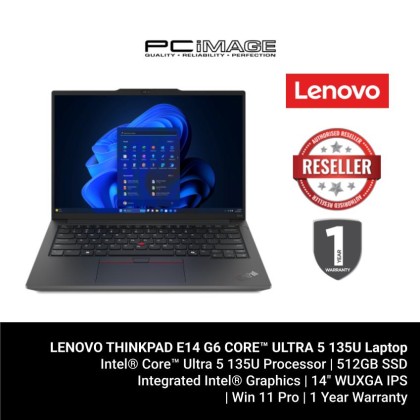 LENOVO THINKPAD E14 G6 CORE&trade; ULTRA 5 135U/16GB SO-DIMM DDR5-5600/512GB SSD M.2 2242 PCIE/INTEGRATED INTEL GRAPHICS/14" WUXGA (1920X1200) IPS 300NI