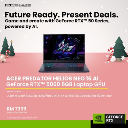ACER Predator Helios Neo 16S AI PHN16S-71-97UN GeForce RTX™ 5060 8GB (16" Gaming Laptop Black (U9-275HX, 32GB DDR5, 1TB SSD, 16" OLED 250HZ, Win11H, 2YW)