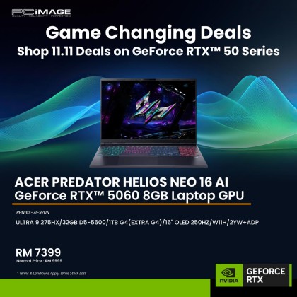 ACER Predator Helios Neo 16S AI PHN16S-71-97UN 16" Gaming Laptop Black (U9-275HX, 32GB DDR5, 1TB SSD, GeForce RTX5060 8GB, 16" OLED 250HZ, Win11H, 2YW) ACER Predator Helios Neo 16S AI PHN16S-71-97UN 16" Gaming Laptop Black (U9-275HX, 32GB DDR5, 1TB SSD, GeForce RTX5060 8GB, 16" OLED 250HZ, Win11H, 2YW)