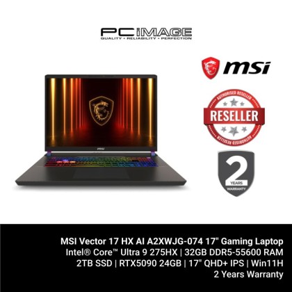 MSI Vector 17 HX AI A2XWJG-074 17" Gaming Laptop (U9 275HX, 32GB DDR5, 2TB SSD, GeForce RTX5090 24GB, 17" QHD+ IPS, Win11H, 2YW) MSI Vector 17 HX AI A2XWJG-074 17" Gaming Laptop (U9 275HX, 32GB DDR5, 2TB SSD, GeForce RTX5090 24GB, 17" QHD+ IPS, Win11H, 2YW)