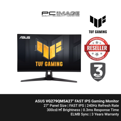 ASUS TUF VG279QM5A Gaming Monitor 27"/1920X1080/0.3MS/240HZ/HDMI/DP/SPK/IPS/3YW
