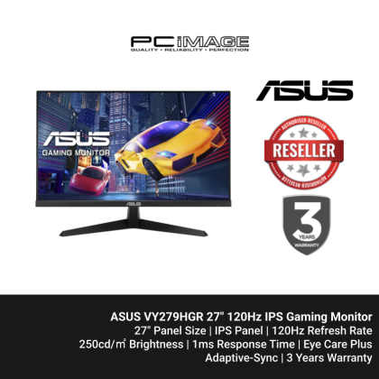 ASUS VY279HGR  Eye Care Gaming Monitor 27"/1920X1080/1MS/120HZ/HDMI/VGA/IPS/3YW